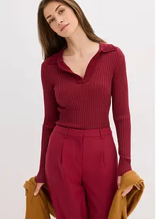 Finstickad tröja med klädsam krage, bonprix