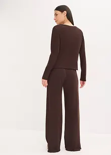 Ribbstickad pyjamas med knappslå, bonprix