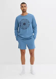 Kort pyjamas av ekologisk bomull med långa ärmar, bonprix