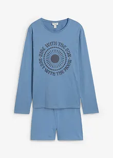 Kort pyjamas av ekologisk bomull med långa ärmar, bonprix