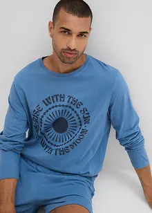 Kort pyjamas av ekologisk bomull med långa ärmar, bonprix