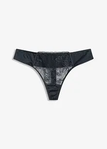 Stringtrosa med skir spets och glansiga effekter, bonprix