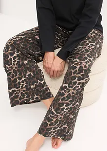 Pyjamas med ribbstickad topp och vid byxa, bonprix