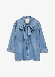 Jeansblus med knytband, bonprix