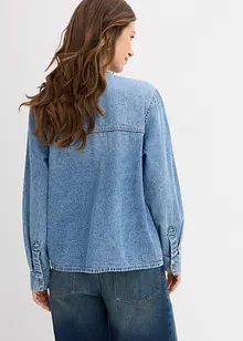 Jeansblus med knytband, bonprix