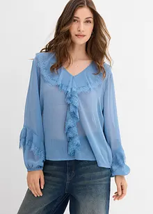 Chiffongblus med volanger, bonprix