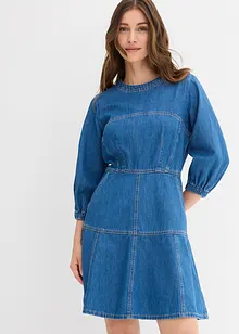 Jeansklänning, ballongärmar, bonprix