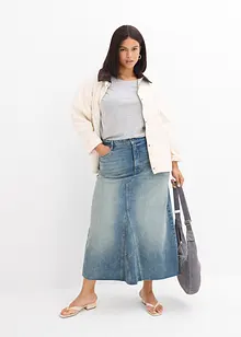 Jeanskjol i maxilängd med Mid Waist, bonprix