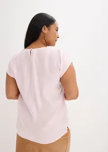 Kortärmad blus i glansig satin, bonprix