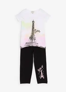 T-shirt + 3/4-leggings för barn (2-delat set), ekologisk bomull, bonprix