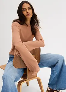 Ribbad topp i ren bomull, bonprix