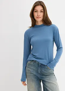 Ribbstickad topp med långa ärmar, bonprix