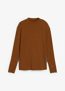Ribbstickad topp med långa ärmar, bonprix