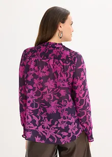 Chiffongblus med smockade detaljer, bonprix