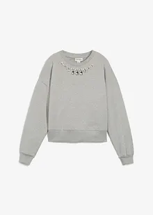 Oversizesweatshirt med strass, bonprix