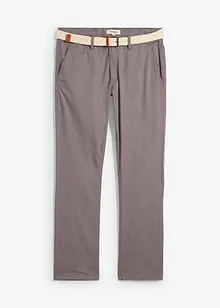 Stretchiga chinos med bekvämt snitt och skärp, normal passform, raka ben, bonprix