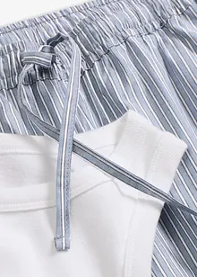 Pyjamas med ribbstickat linne och vävd byxa, bonprix