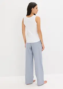 Pyjamas med ribbstickat linne och vävd byxa, bonprix