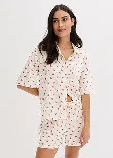 Pyjamas med shorts, slubbeffekter, oversized, bonprix