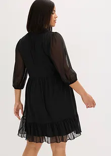 Jerseyklänning i mesh med knytband, bonprix
