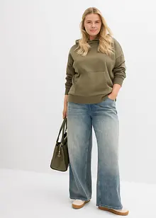 Oversize-sweatshirt med huva i mjuk bomullsblandning, bonprix