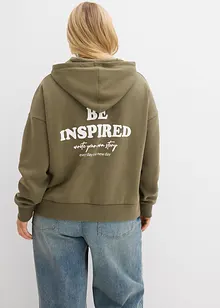 Oversize-sweatshirt med huva i mjuk bomullsblandning, bonprix
