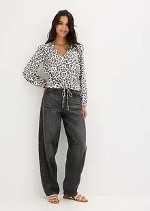 Kort blus med rynkningar, bonprix