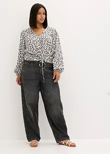Kort blus med rynkningar, bonprix