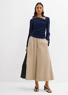 Långärmad topp i ribbat material, bonprix