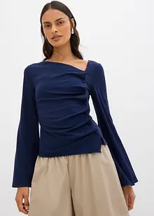 Långärmad topp i ribbat material, bonprix