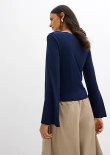 Långärmad topp i ribbat material, bonprix