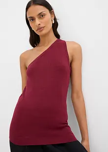 Stickat linne med ena axeln bar, av viskosmix, bonprix