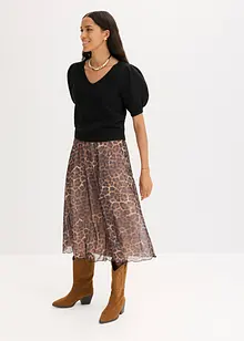 Midikjol i mjuk mesh, bonprix