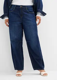 Jeans i Barrel-modell, Mid Waist, Super Soft, bonprix