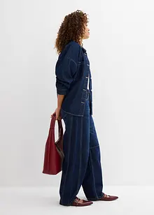 Jeans i Barrel-modell, Mid Waist, Super Soft, bonprix