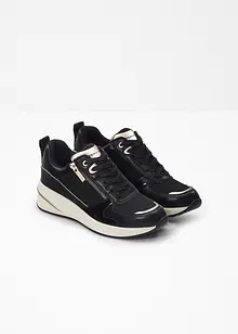 Fina sneakers från Tamaris med glittrande ovansida och detaljer i ormskinnsmönstrat material och lack, Tamaris