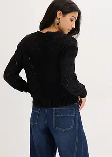 Stickad hålmönstrad cardigan, bonprix