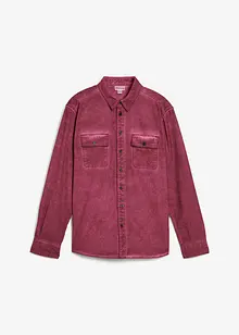 Långärmad bomullsskjorta med tvättad look, bonprix
