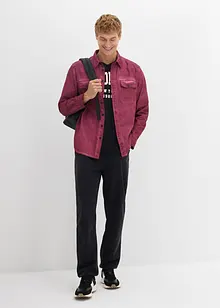 Långärmad bomullsskjorta med tvättad look, bonprix