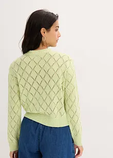 Stickad hålmönstrad cardigan, bonprix