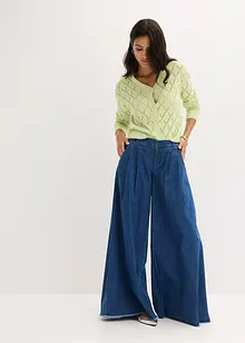 Stickad hålmönstrad cardigan, bonprix