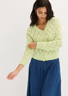 Stickad hålmönstrad cardigan, bonprix
