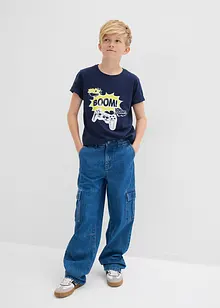Loose Fit Cargo Jeans med justerbar midja, Straight, bonprix