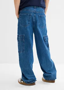 Loose Fit Cargo Jeans med justerbar midja, Straight, bonprix