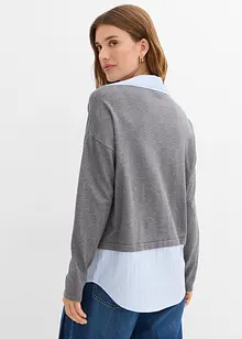 Finstickad tröja med blusinfällning, bonprix