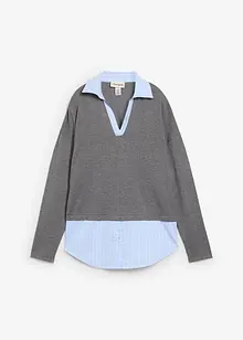 Finstickad tröja med blusinfällning, bonprix