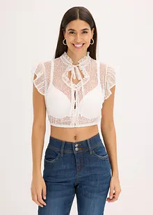 Dirndlblus av tunn tyll med prickmönster, bonprix