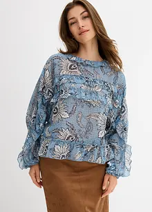 Chiffongblus med rysch, bonprix