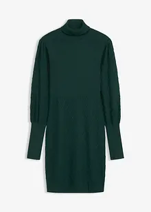 Stickad klänning med polokrage, bonprix