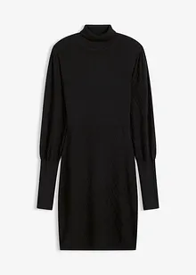 Stickad klänning med polokrage, bonprix